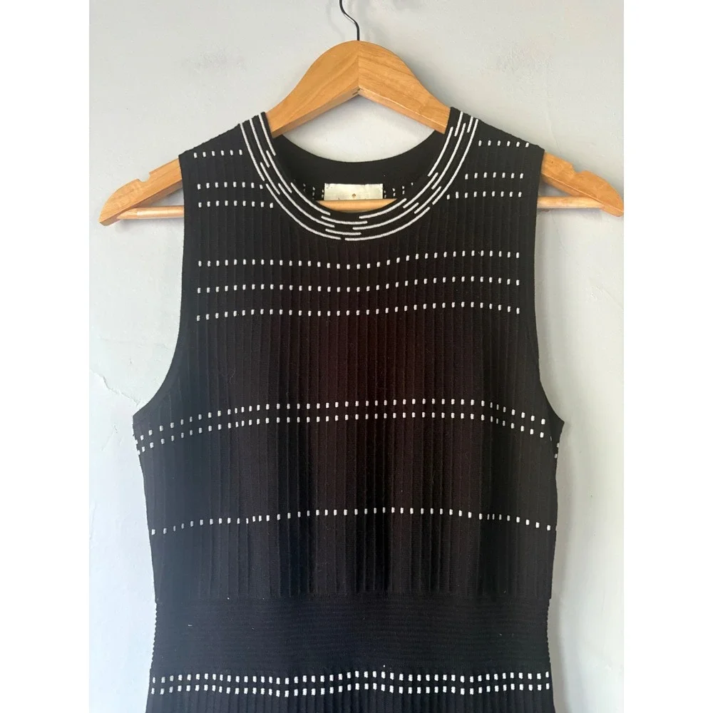 Kate Spade Black White Geometric Knit Fit and‎ Flare Dress Size S